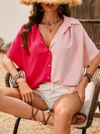 Contrast Collared Neck Short Sleeve Shirt (3)