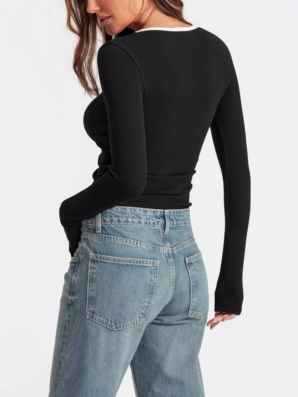 Contrast Trim Long Sleeve Top (5)