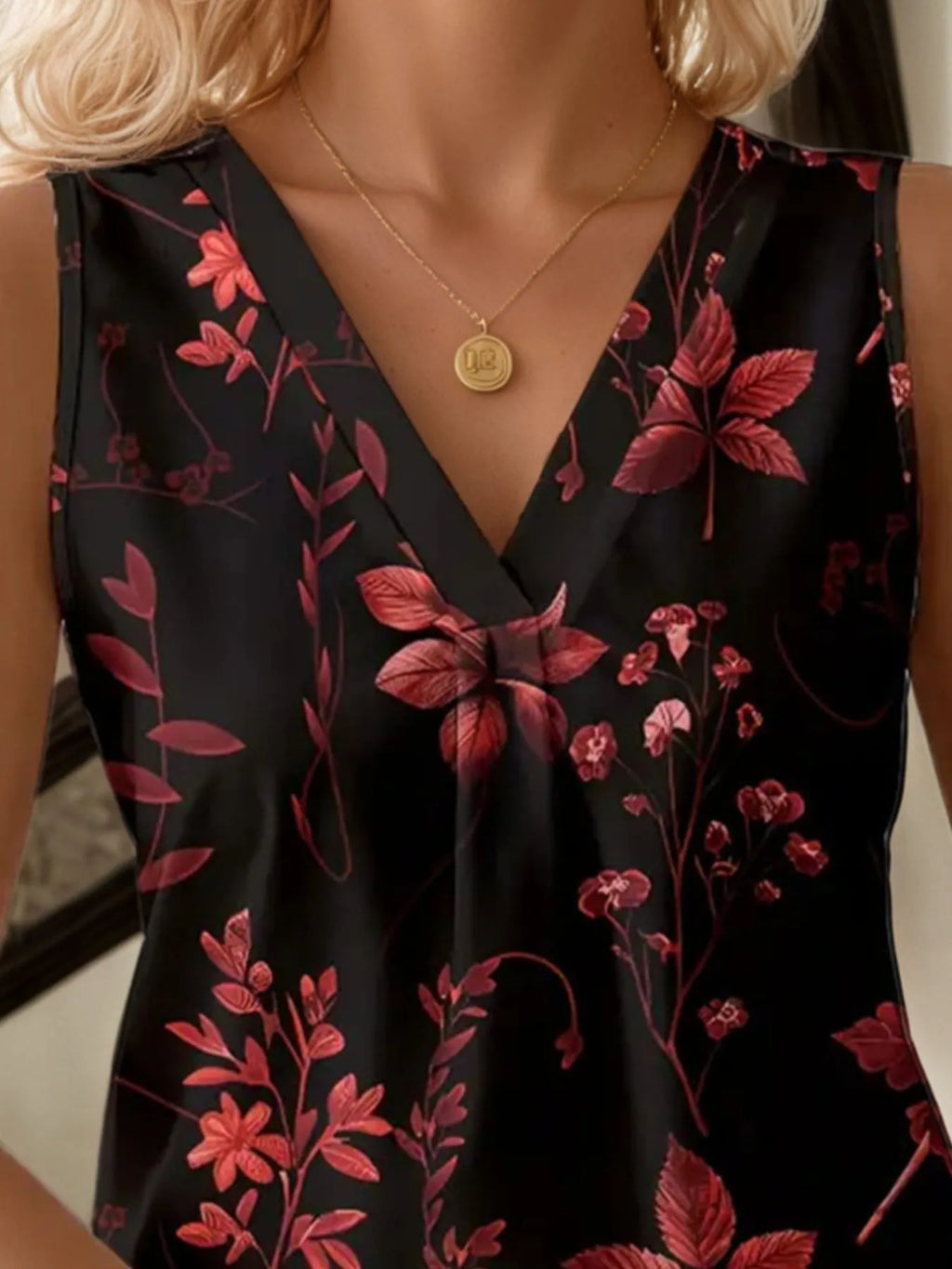 Printed V-neck Tank (19)