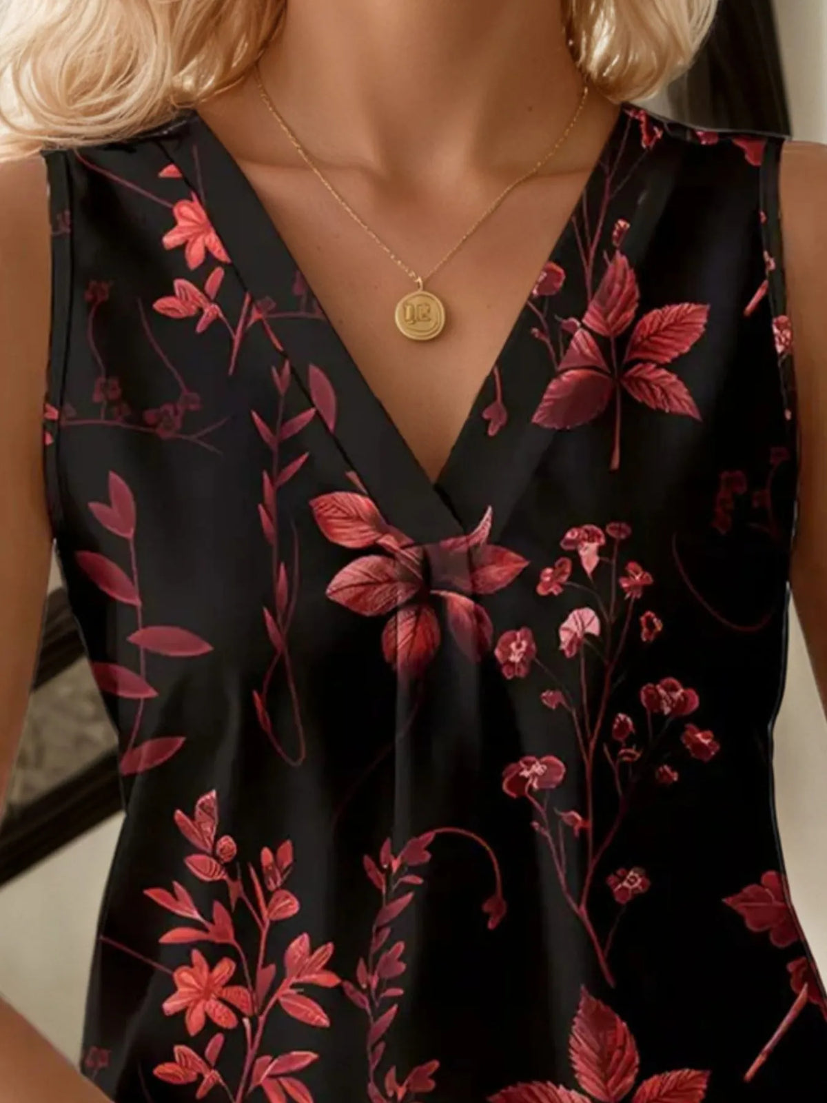 Printed V-neck Tank (19)