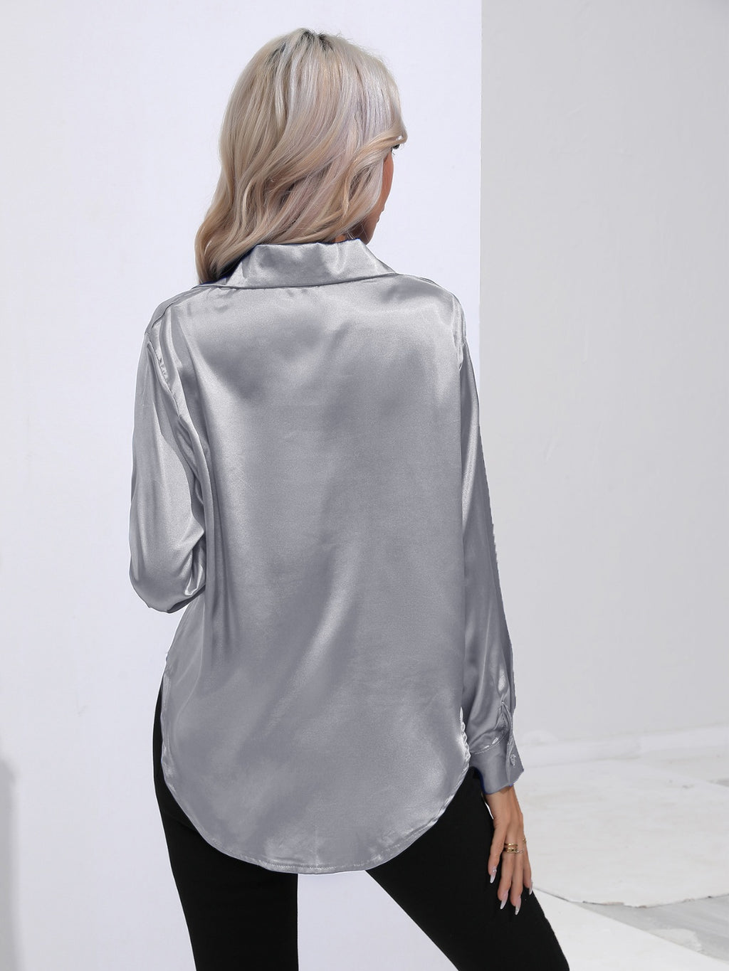 Collared Neck Buttoned Long Sleeve Shirt (12)