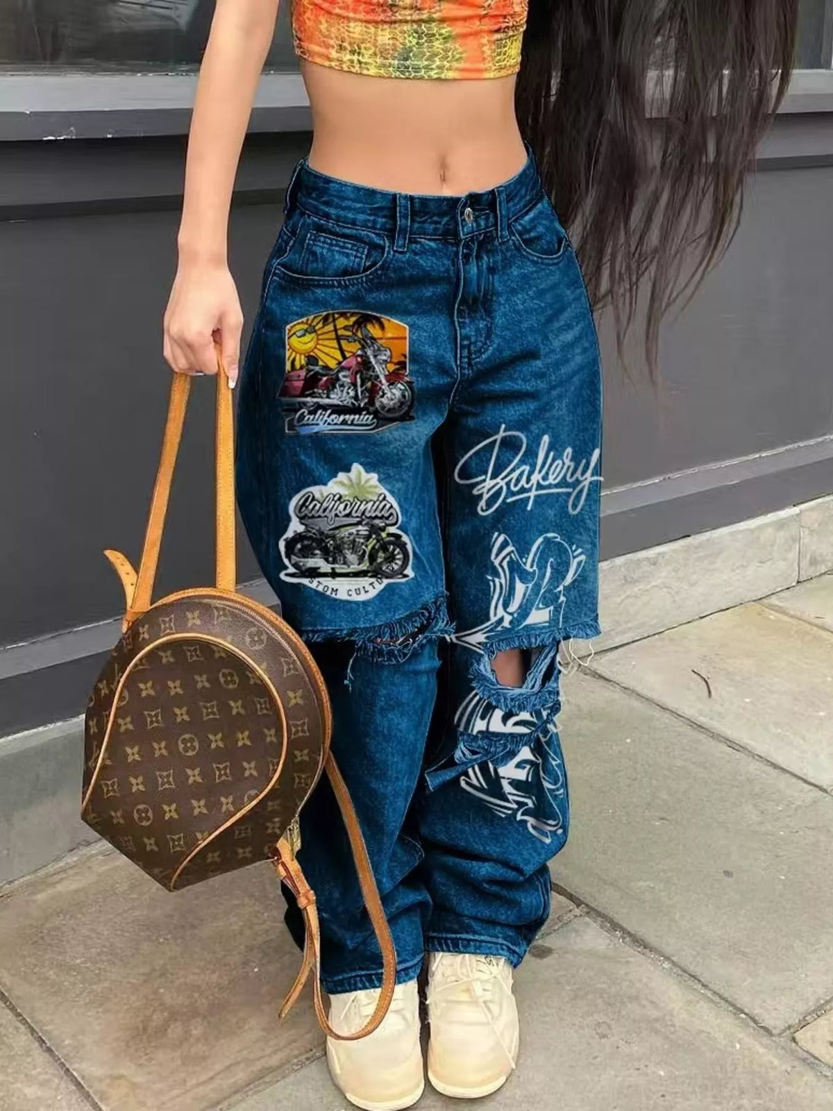 Full Size Distressed Wide-leg Jeans Plus