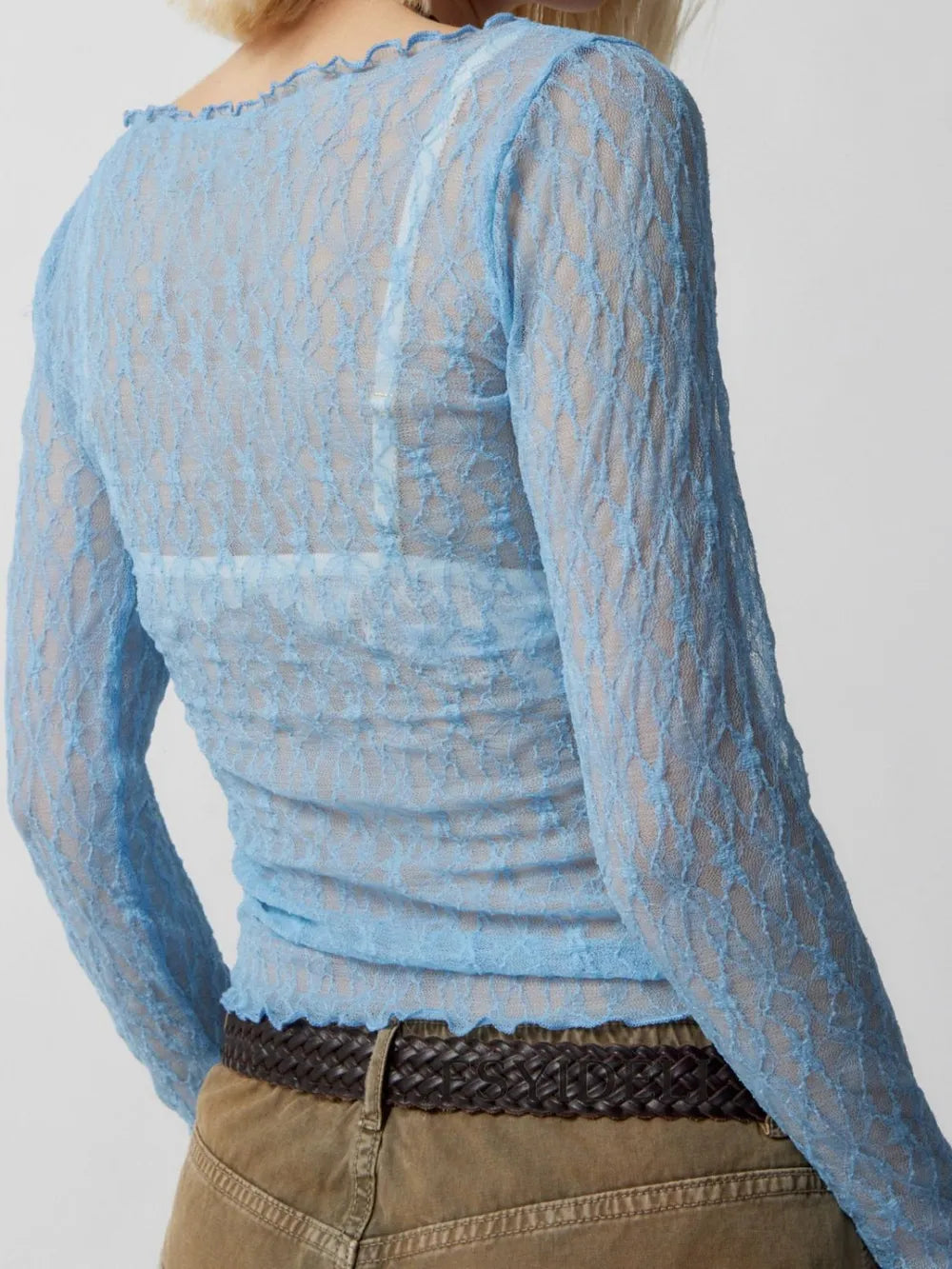 Lace Boat Neck Long Sleeve Blouse (17)