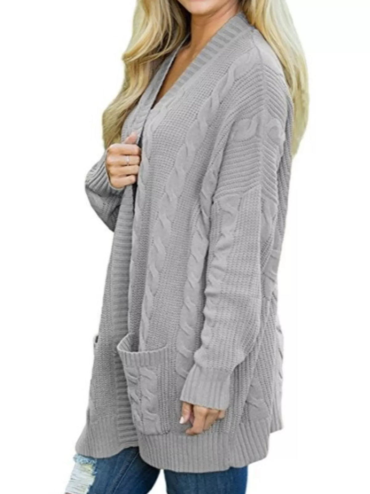 Chunky Knit Open Front Cardigan (12)