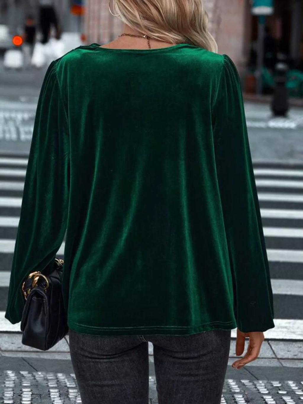 Velvet Cowl Neck Long Sleeve Blouse (8)