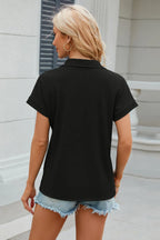 Johnny Collar Short Sleeve Blouse (2)