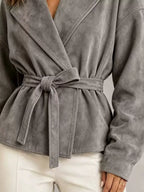 Tie-waist Lapel Collar Jacket (6)