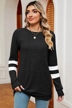 Striped Heathered Round Neck T-shirt (6)