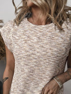 Heathered Round Neck Cap Sleeve T-shirt (6)