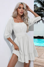 Square Neck Tie Back Ruffle Hem Dress (17)