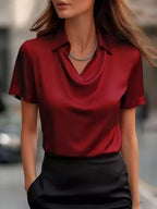 Full Size Satin Cowl Neck Blouse Plus (8)