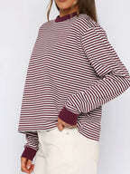 Striped Oversized Round Neck Sweatshirt (11)