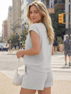 Casual Solid Color T-shirt Shorts Set (21)
