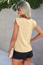 Ruffled Round Neck Cap Sleeve T-shirt (12)