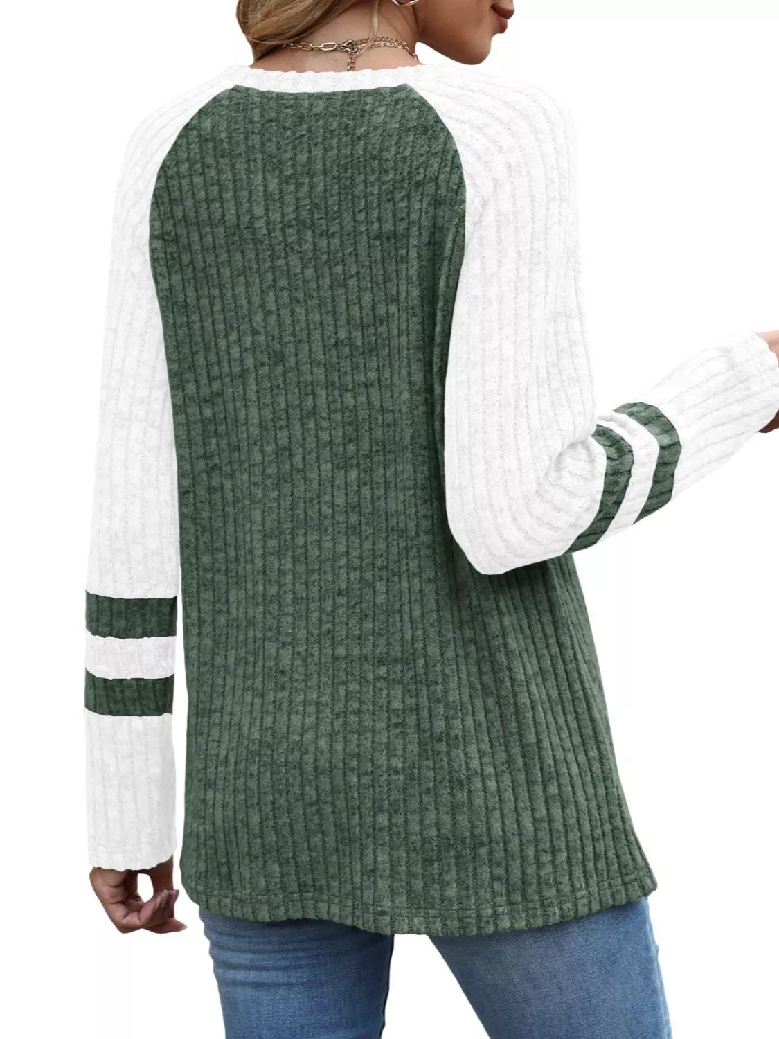 Ribbed Knit Raglan Long Sleeve T-shirt (12)