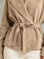 Tie-waist Lapel Collar Jacket (2)