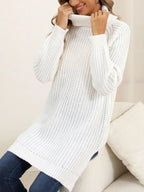Slit Turtleneck Long Sleeve Sweater (6)