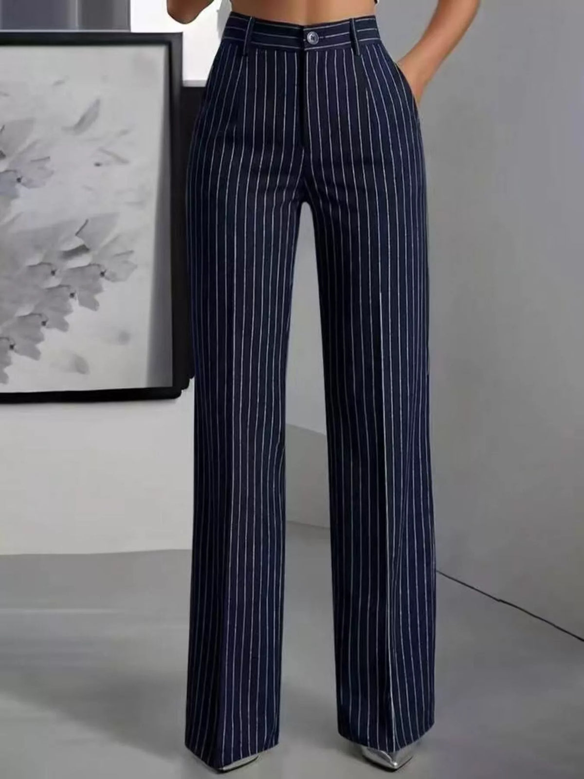 High-waisted Striped Wide-leg Pants (4)