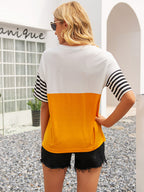 Striped Block Round Neck Tee (2)