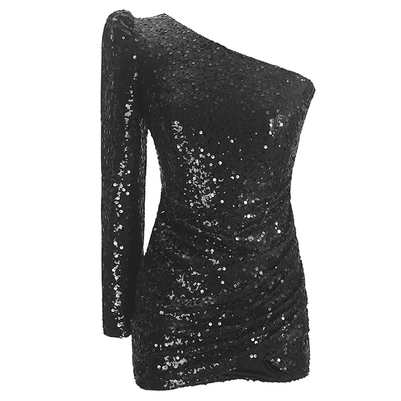 Sequins Shoulder Bag Hip Dress photo 4