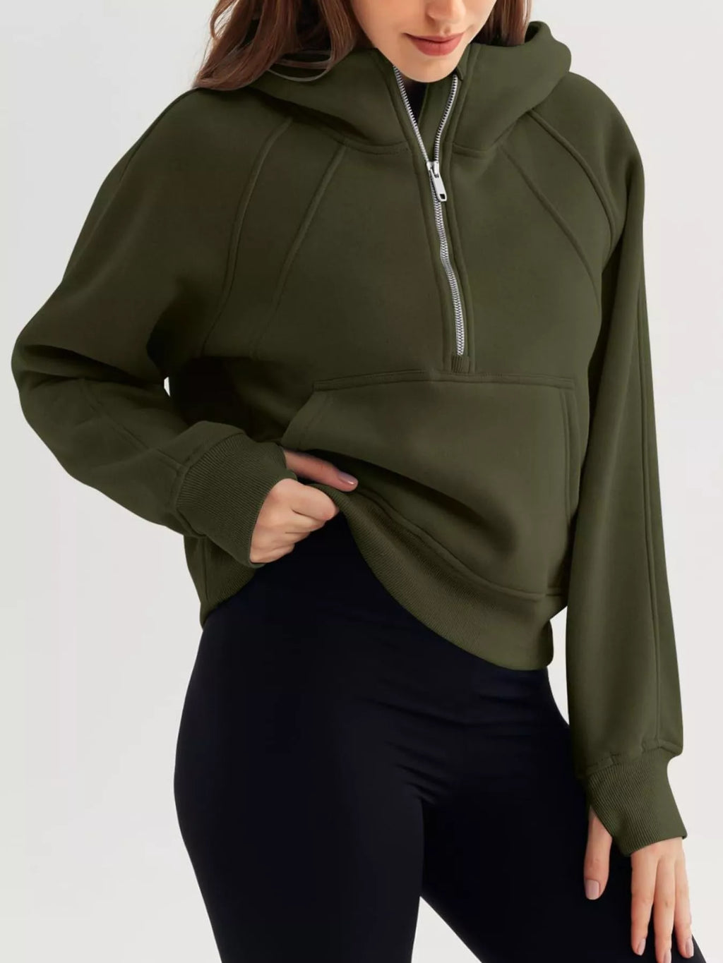 Half Zip Raglan Sleeve Hoodie (8)