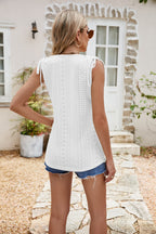 Full Size Decorative Button Eyelet Tied Tank (9)