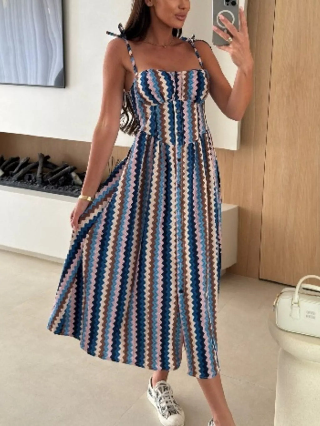 Printed Tie-strap Midi Dress (31)