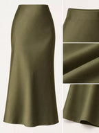 High-waisted Satin Midi Skirt (17)