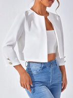 Solid Color Slit Bomber Jacket photo 2