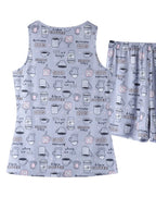 Printed Round Neck Top Shorts Lounge Set (15)