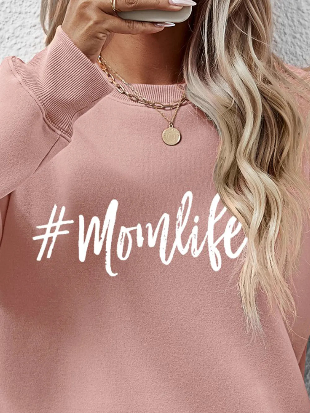 Letter Graphic Round Neck Sweatshirt (8)