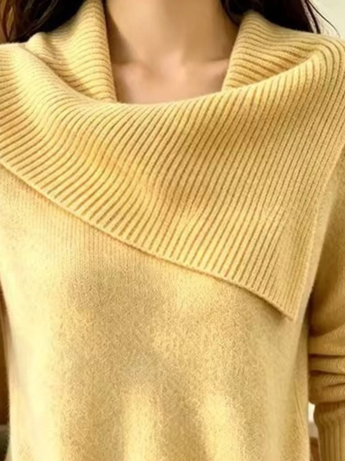 Full Size Asymmetric Ribbed Collar Sweater Plus (17)