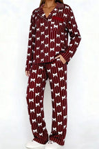 Bow Print Top Wide Leg Pants Lounge Set (11)