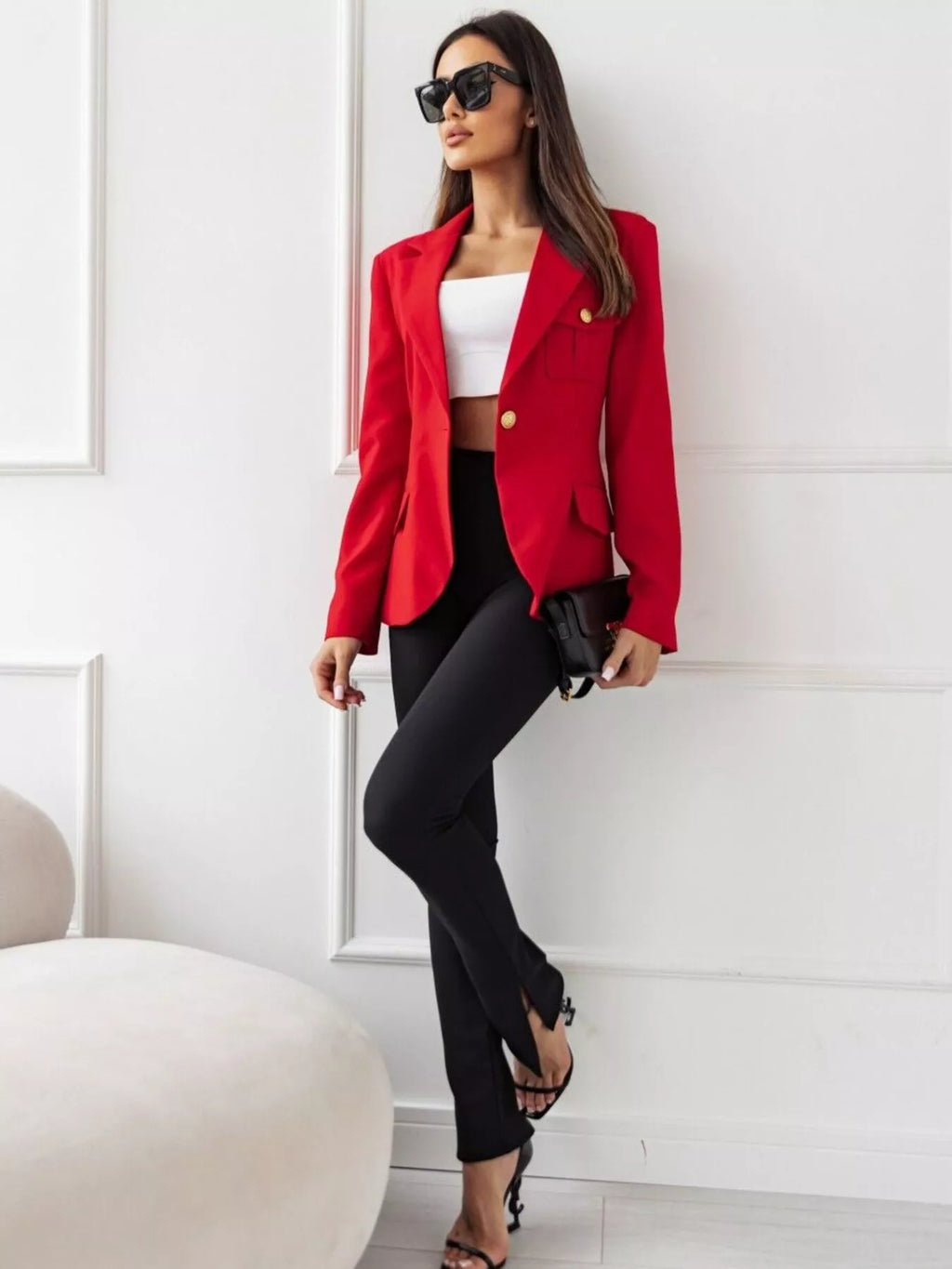 Lapel Collar One Button Blazer (16)