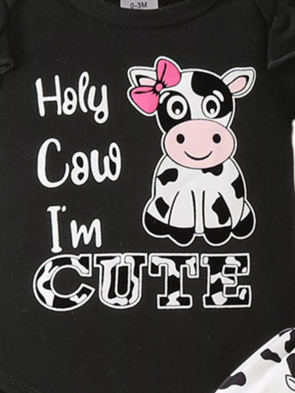 Children's Ruffled Cow Bodysuit Shorts Set Headband (11)
