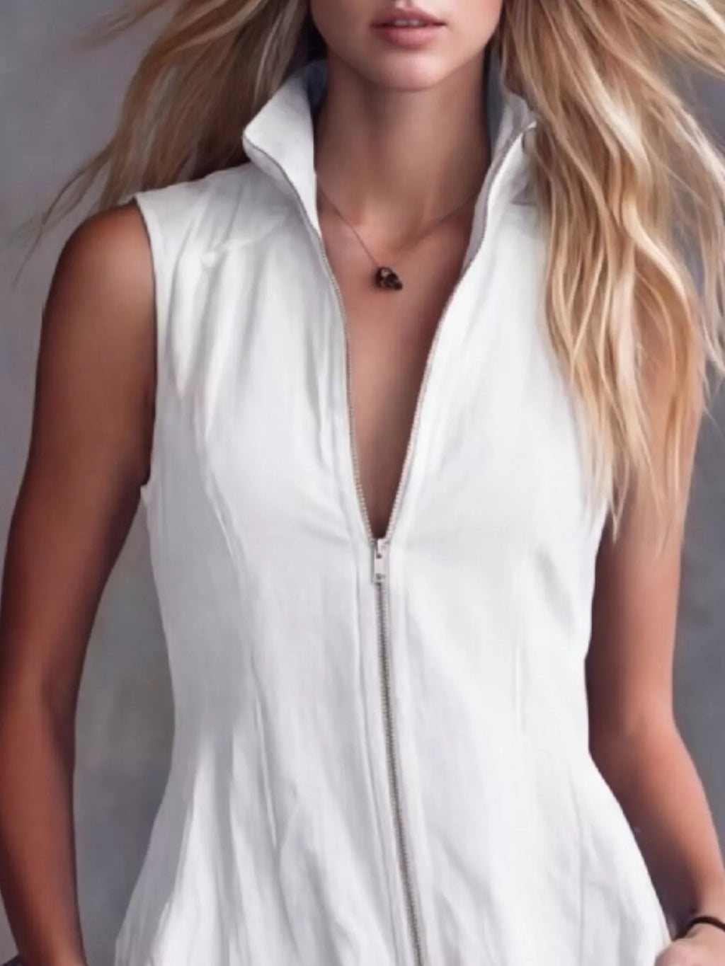 Full Size High-low Ruffled Zip Front Dress Plus (8)
