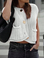 Chunky Knit Button-down Sweater Vest (2)