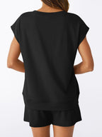 Casual V-neck T-shirt Shorts Set (10)