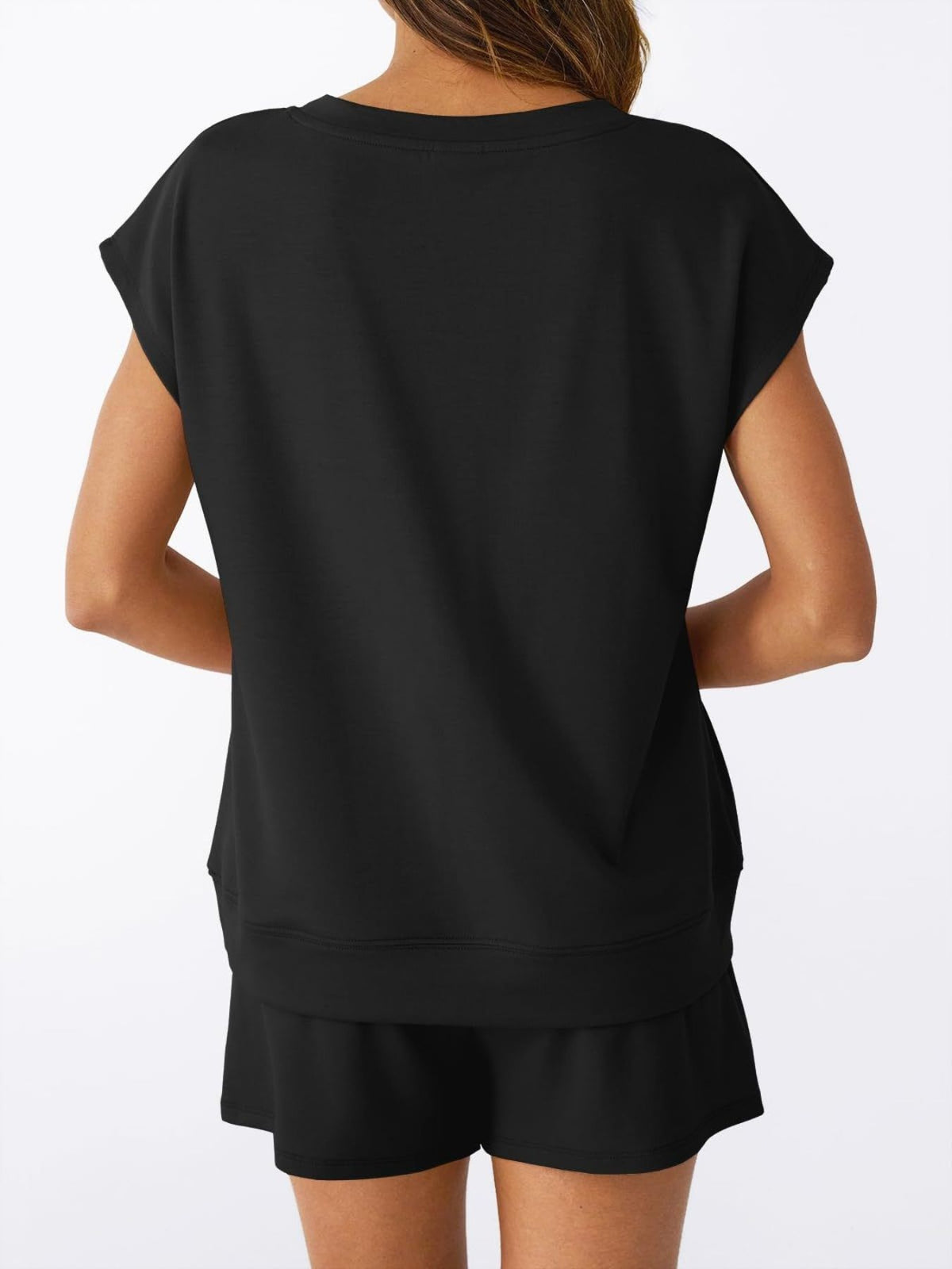 Casual V-neck T-shirt Shorts Set (10)