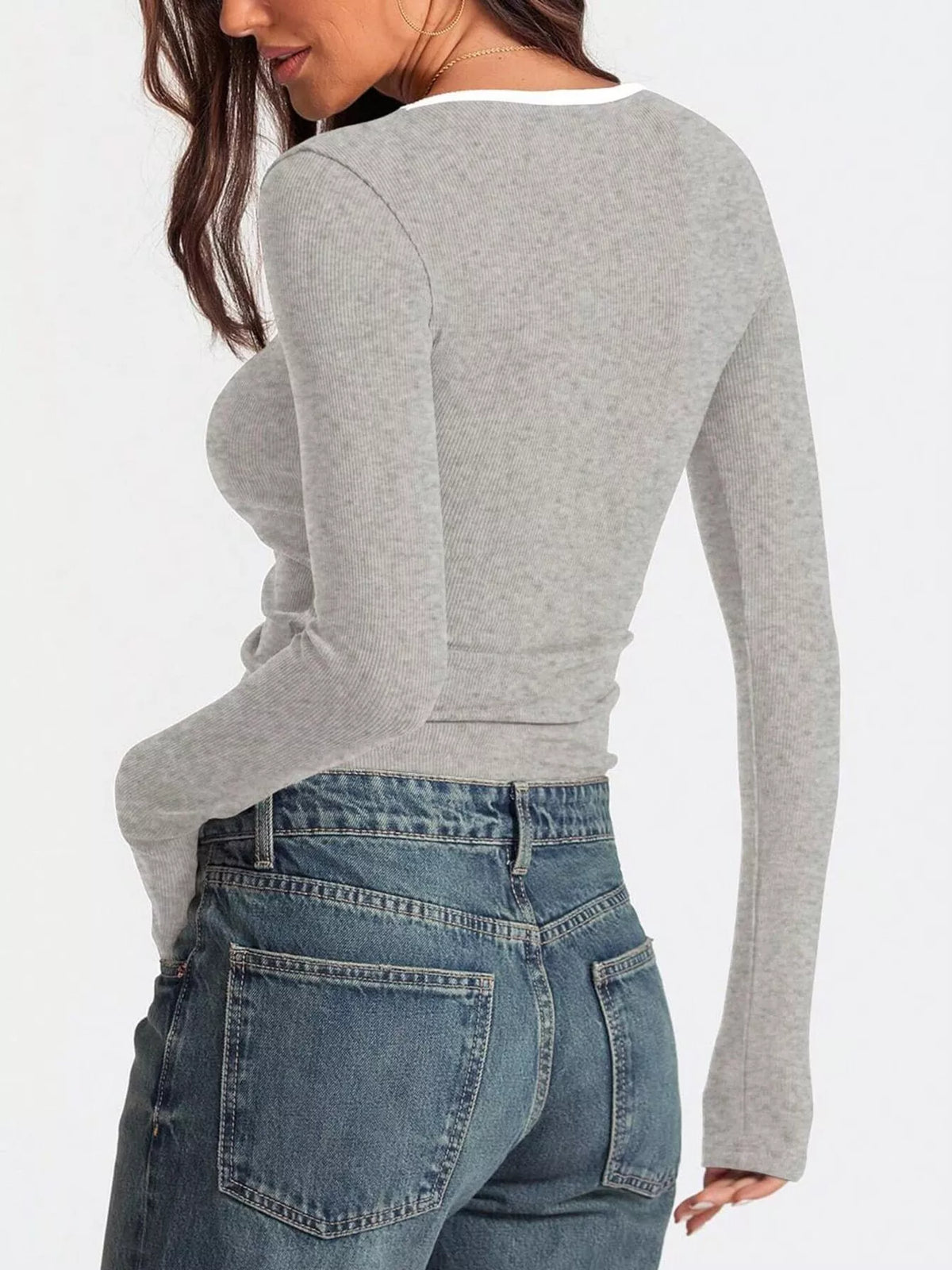 Scoop Neck Long Sleeve T-shirt (7)