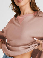 Waffle Knit Round Neck Long Sleeve T-shirt (7)