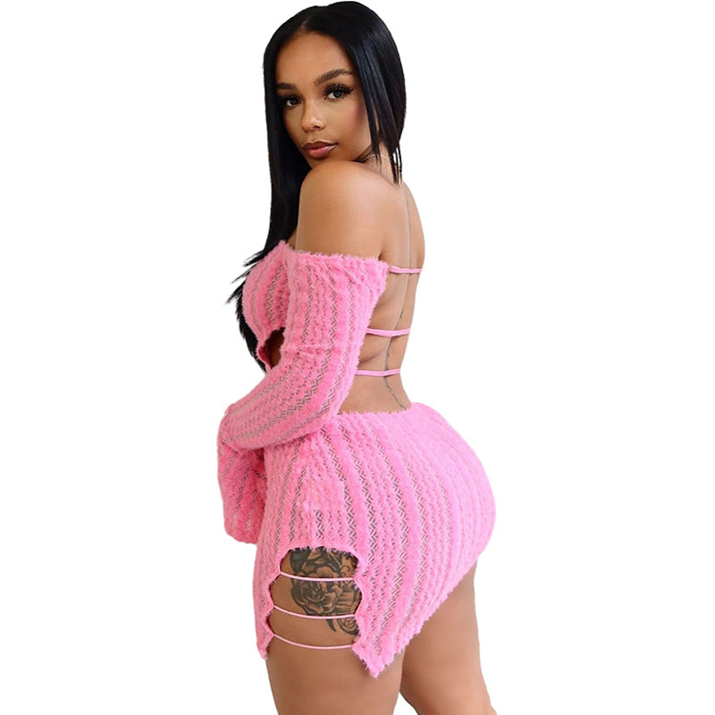 Chest Wrap Hollow Backless High Waist Slit Dress photo 15