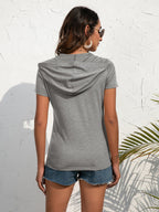 Half-zip Short Sleeve Hooded Top (9)