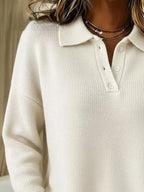 Full Size Half Button Collar Drop Shoulder Sweater Plus (2)