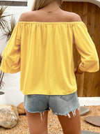 Tied Solid Off-shoulder Blouse (3)
