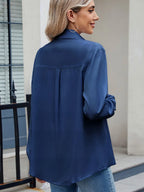Solid Color Collared Neck Long Sleeve Shirt (12)