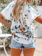 Full Size Floral Print V-neck Shirt Plus (7)