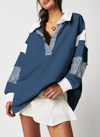Block Striped Johnny Collar Sweatshirt (15)