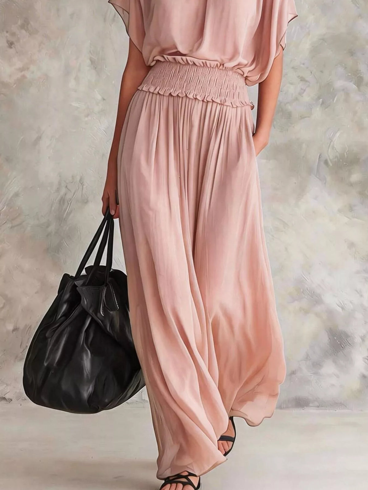 Chiffon Maxi Dress Smocked Waist (6)