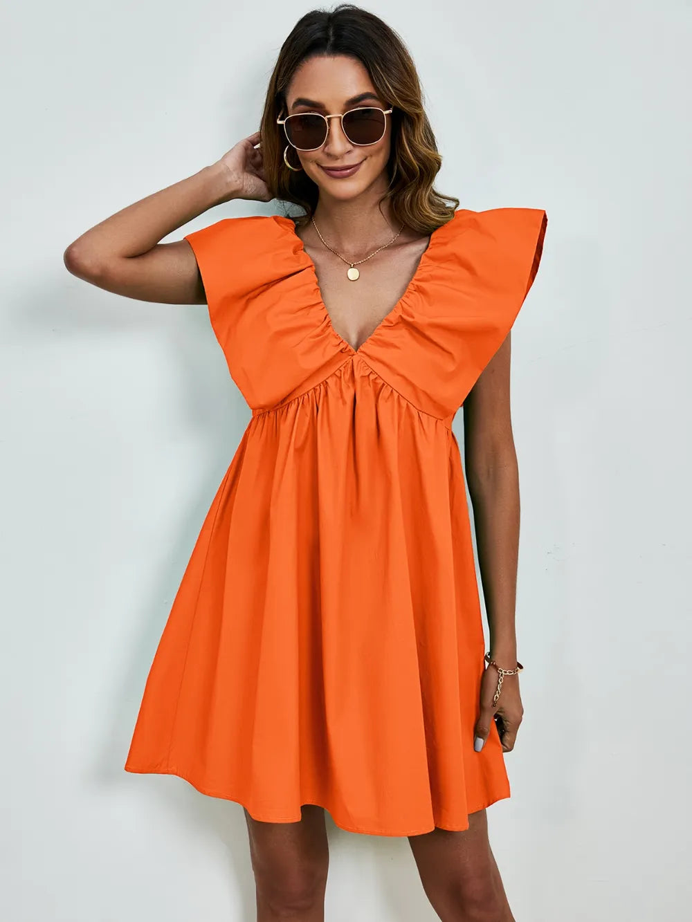 V-neck Cap Sleeve Mini Dress (7)